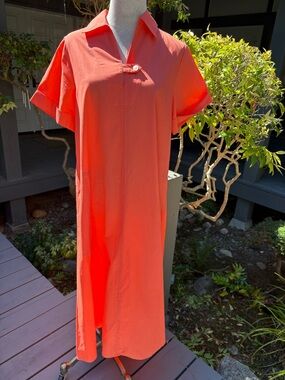 Banana Republic Tab Poplin Midi Dress in Orange 🍊 Size XS